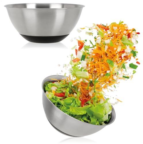 com-four® 2x Cuencos de acero inoxidable – ensaladeras 1300 ml – set de 2 boles de mezcla – cuencos de acero para hornear, cocinar y servir – cuencos multiusos (2 piezas - Ø 19cm)