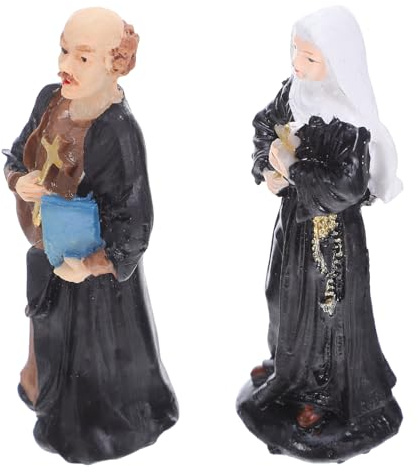 WEKADRIN Statuette da Tavola in Resina Figura di Suora e Sacerdote, Sculture Cattoliche Decorative per Casa e Bomboniere Religiose, Ornamenti per Terapia Psicologica e Decorazioni Sacre,