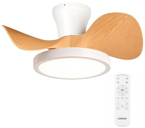 Ventilador de techo silencioso con luz LED 55W, gran volumen de aire