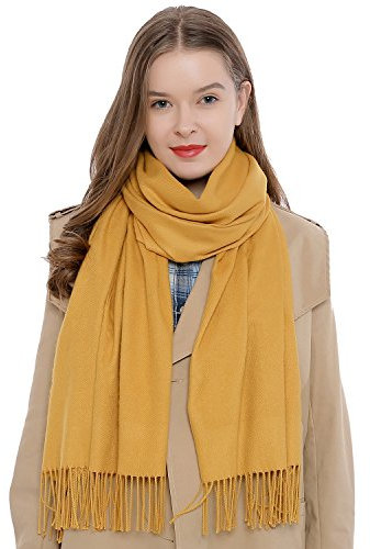 DonDon Schal Damen Winter Wollschal Winterschal warm weich 185 x 65 cm gelb