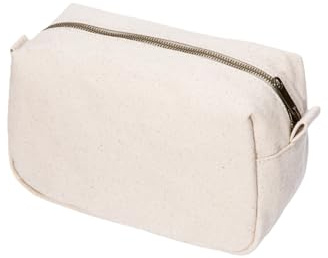 YONBEN Kosmetiktasche Klein Schminktasche Reise (Beige, Leinwand) | Stand-up-Design mit Ringverschluss und Reißverschluss – fasst Pinsel und Kosmetik, passt in fast jede Handtasche.