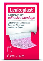 Elastomull® haft von Leukoplast®, elastische Fixierbinde mit Anti-Rutsch-Effekt, 8 cm x 4 m, 1 Rolle, fixiert Kompressen/Schienen an häufig bewegten Körperteilen