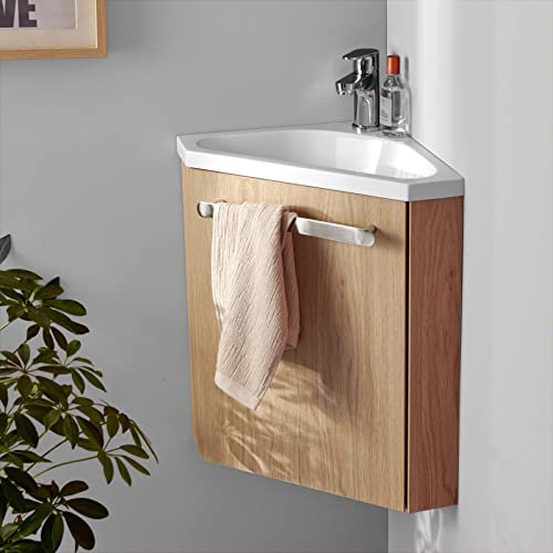 Mob-In Skino - Lavamanos de esquina con lavabo de resina, 35 x 53 x 35 cm