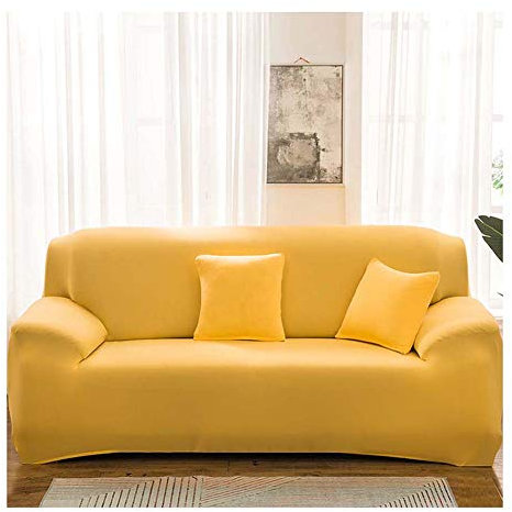 GUOCU Elastischer Sofabezug Sofahusse 1 2 3 4 Sitzer Sofa Überwurf Stretch Sofabezüge Couch Bezug Sofa Abdeckung Muster Hussen Verschiedene Größe Und Farbe,Gelb2,3 sitzer