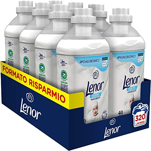 Lenor Ammorbidente Lavatrice Concentrato, 320 Lavaggi (8 x 40), Profumo Delicato, Ideale per Pelli Sensibili, Ideale per Neonati, Ipoallergenico, Maxi Formato
