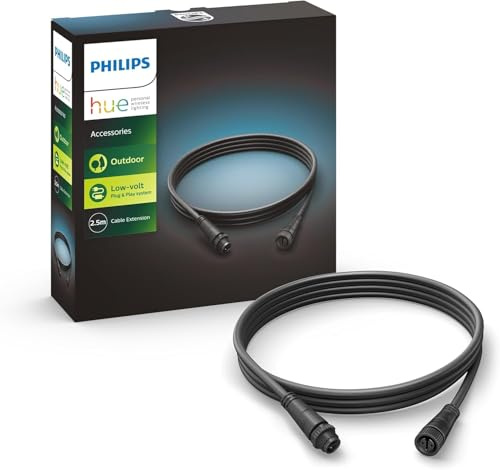 Philips Hue Outdoor lågvoltskabel, 2.5m EU, svart, för förlängnings och placering av dina Hue-lågvoltsarmaturer