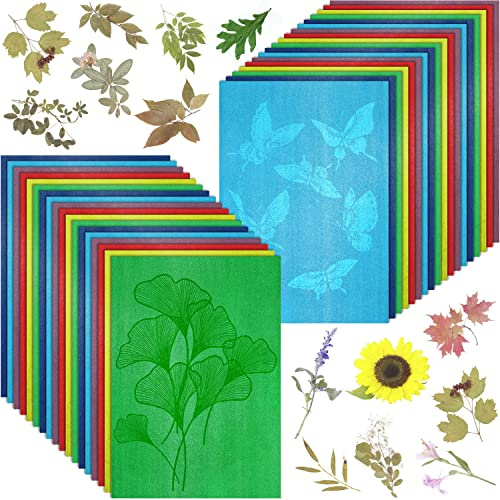 Buntes Cyanotyp-Papier, 36 Blatt, dickes Sonnendruckpapier, hochempfindlich, Natur, Sonne/Solar-aktiviert, Sonnen-Druck, Kunstpapier für Kunsthandwerk, DIY-Projekt, 6 Farben