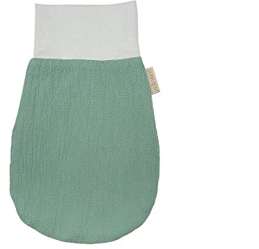 KraftKids Strampelsack Doppelkrepp Grün Jade für den Herbst/Winter aus Musselin Baumwolle und warmen Fleece in Zwei Größen erhältlich