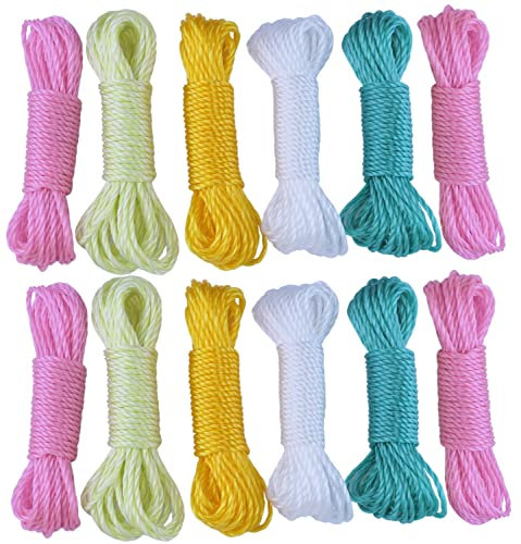 AERZETIX - C18608 - Juego de 12 bobinas de Cuerdas para Tender la Ropa Hilo retorcido 2.5mm x 10 Metros - tendedero/Cordel - en Nylon