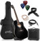 Ashthorpe Chitarra elettrica acustica a spalla mancante Thinline full-size con amplificatore da 10 Watt - Nero