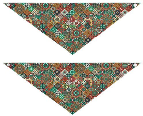 2 Stück Hundehalstücher Haustier Bandana Schal Druckknopf Dreieck Lätzchen Halstuch Set Haustier Urlaub Zubehör Dekor für kleine bis große Welpen Hunde Katzen kleine, Vintage dekorative Elemente