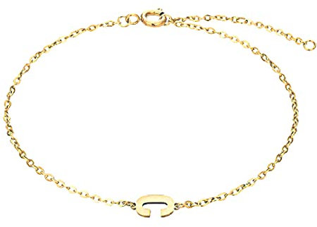 Bungsa Goldene Armkette mit Buchstaben-Anhänger aus Edelstahl Unisex - C