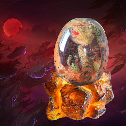 Transparent Crystal Dragon Egg Resin, Dragon Lava Egg with Base, Luminous Dinosaur Egg Ornament, Prehistoric Dinosaur Wipes, for Table Decoration and Gifts (Yellow)