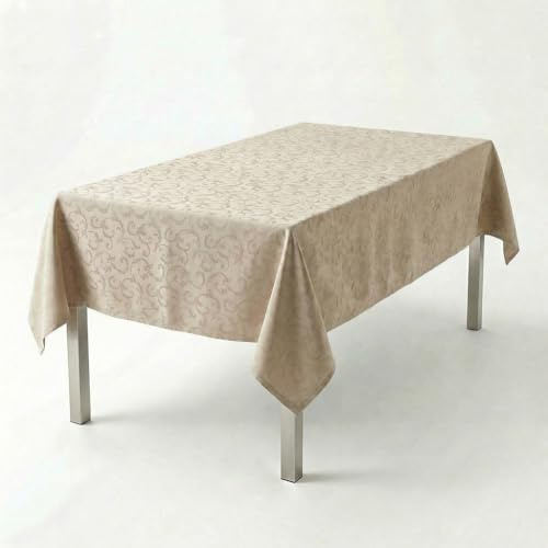INTRECCI Tovaglia Antimacchia, Tovaglia Rettangolare, 18/20 posti, 140x450 cm, Grande ed Elegante, Impermeabile, Resistente, Tinta Unita. Colore: Tortora