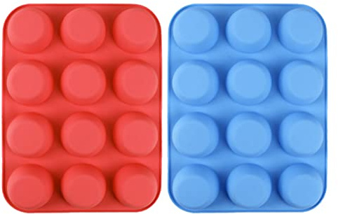 Alvinlite Silicon Muffin Tray,Non-Stick Muffin Cupcake Tin,12 Cups Silicone Baking Mould Container(blue)