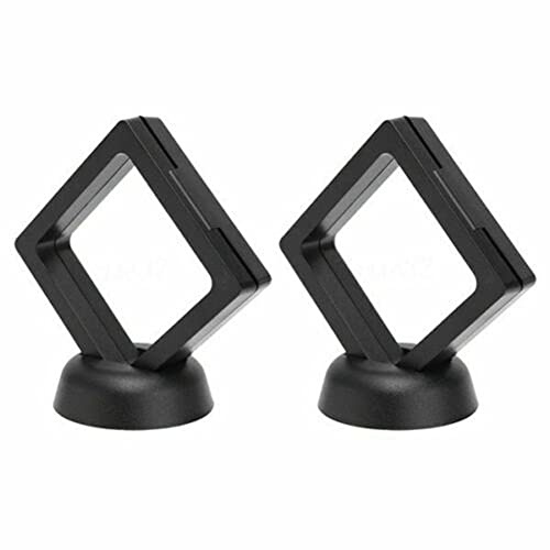 3D-schwebender Rahmen, schwebender Rahmen, Ständer, Box, transparent, Schmuck für Ringe, Münzen, Vitrine für Ringe, Halsketten, Medaillons, 70 x 70 x 20 mm, Schwarz, 5 Stück