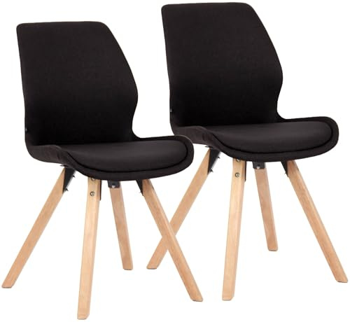 CLP Esszimmerstuhl 2er Set gepolstert Luna, moderner Polsterstuhl mit Rückenlehne, stabil bis 136 kg, Küchenstuhl für Esszimmer und Wohnzimmer, Farbe:schwarz, Material:Stoff