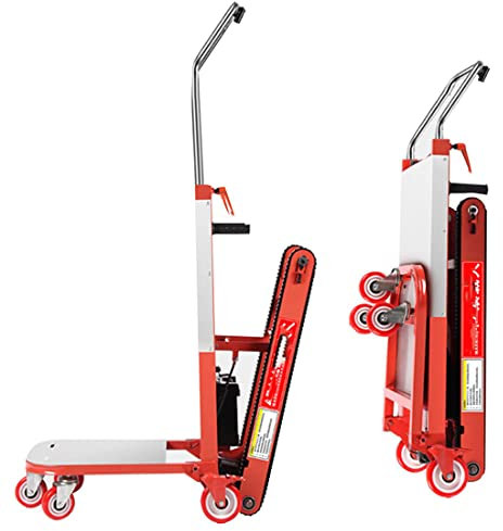CRBUDY 250 W elektrische Treppensteiger-Sackkarre, Hochleistungs-Plattformwagen-Flachwagen-Sackkarre mit 3,2 cm verbreitertem Schienendesign, bürstenloser Raupen-Treppensteiger aus reinem