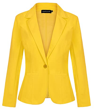 LADI TREND Womens Blazer Suit One Button Jacket Blazers Notched Lapel Workwear Elegant Slim Fit Long Sleeve