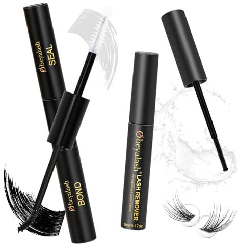 Obeyalash Lash Bond Seal Cluster Kit per rimozione ciglia Estensioni individuali a grappolo Tenuta forte Colla e sigillo impermeabile a lunga durata Colla per ciglia Remover colla per ciglia