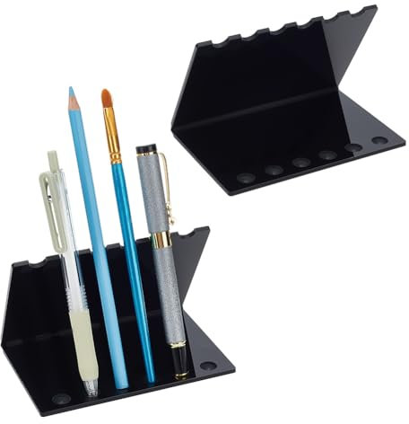 PH PandaHall 2PCS Acryl Stift Ständer Displays, 6 Slots Schwarz Bleistift Display Holder Kugelschreiber Display Rack Desk Stand für Haus Schule Büro Gebrauch Augenbrauen Display