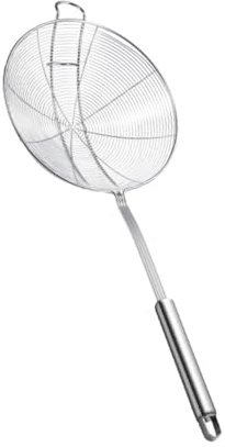 OUNONA Cucharón Colador Grande De Acero Inoxidable 16 Cm Con Doble Gancho, Utensilio Resistente Al Calor Para Cocina Doméstica y Profesional, Escurridor Multiuso Para Freír y Pasta