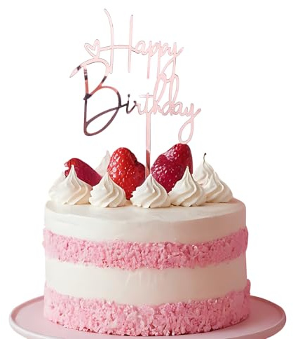 Koboko Happy Birthday Cake Topper, Acryl Tortendeko Geburtstag | Roségold Kuchen Deko Geburtstag, Happy Birthday Tortendeko, Geburtstagstorte Deko Mädchen Jungen Frau Mann 10X14,5cm