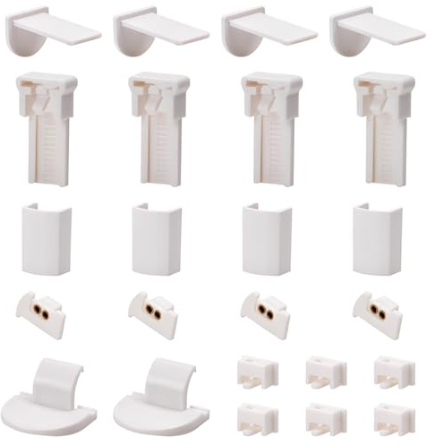 Dokeno 24 Piezas Juego de Piezas de Repuesto Plisadas, Estor Plisado sin Taladrar Soportes de Sujeción Plisados Kit de Reparación de Persianas Soporte para Estores sin Taladrar