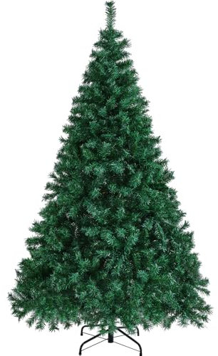 Yaheetech Arbre de Noël Artificiel 183 cm, Sapin de Noël avec Support en Métal, 1000 Branches, PVC, Vert, 110 cm φ × 183 H