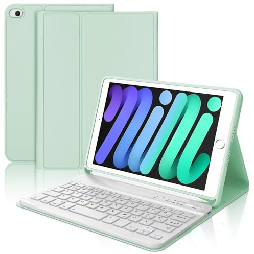 WAVATA Tastatur Hülle für iPad mini 5/4/3/2/1, Grün | Tastatur für iPad mini 5 2019/ iPad mini 4 2015 Abnehmbarer Kabellose Deutsch QWERTZ Layout