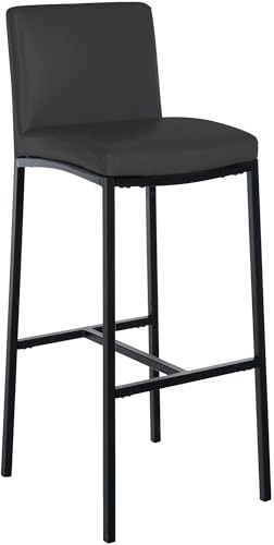 CLP Barhocker Freeport I Gepolsterter Barstuhl I Thekenhocker mit Rückenlehne und Vierfußgestell aus Metall, Farbe:dunkelgrau, Material:Kunstleder