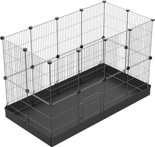 PILIN Recinto per piccoli animali, recinto per animali domestici con porta, gabbie per porcellini d'India, recinto in filo metallico portatile per interni ed esterni 43x32 24pz