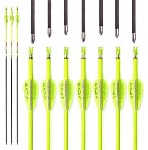 PHILOCS 12Stück Gelb Carbon Pfeile, ID 4,2mm Spine 400 500 600 700 800 900 1000, für Recurve Bogen Compound Bogen Jagd Bogenschießen Übung