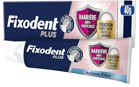 Fixodent Plus Food Barrière Anti-Particules Fraîcheur Crème Adhésive pour Prothèses Totales & Partielles 40ml
