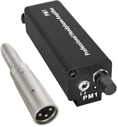 XMSJSIY Amplificateur de moniteur pour casque stéréo avec XLR / entrée 6,35 mm / sortie 3,5 mm Convertisseur portable / contrôle du volume audio pour clavier, batteur, guitare