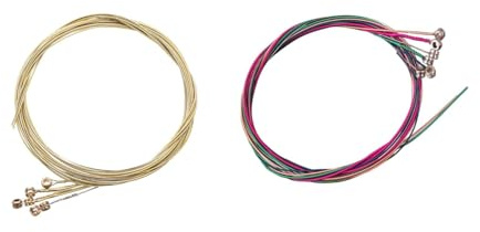 Msagkah Lot de 2 jeux de cordes de guitare, résistantes à l'usure et à la rouille pour guitare acoustique, cordes de rechange en acier inoxydable pour guitare acoustique (laiton + multicolore)