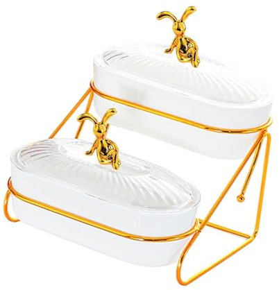 FLCPJGV Bandeja de Frutas secas con Tapa, Organizador de bocadillos y Almacenamiento, White 2 Niveles, Individual