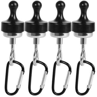 Sarini 4PCS Magnet Camping Haken, Heavy Duty Magnet Haken mit Karabiner, Magnet Aufhänger D Form Zelt Schnallen für Outdoor-Zelte Swivel Swing（Large）