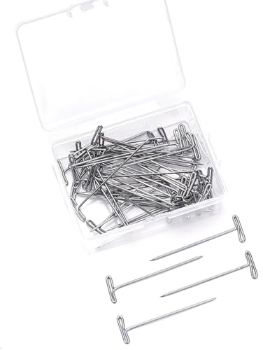 SHYSBV 200 Stück T Nadeln Perücke Nadeln Set Stainless Steel T Pins mit Storage Box Wiederverwendbare Stecknadeln für Wig Making, Nähen, Handwerk (2 Größen, 27mm / 38mm)