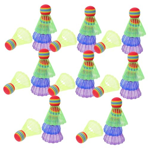 Yardwe 32 pièces Volants de Badminton Colorés pour Garçon Fille Tête Large pour de Jeu et Stable Convient à Lintérieur et Lextérieur Entraînement Sportif