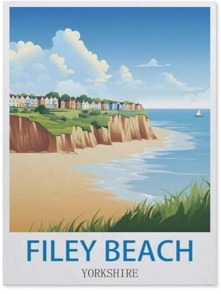 jigsaw 1000 pieces，Filey Beach Yorkshire Vintage Travel Poster，DIY Art for Grown Ups Adults（75x50cm）-DD52