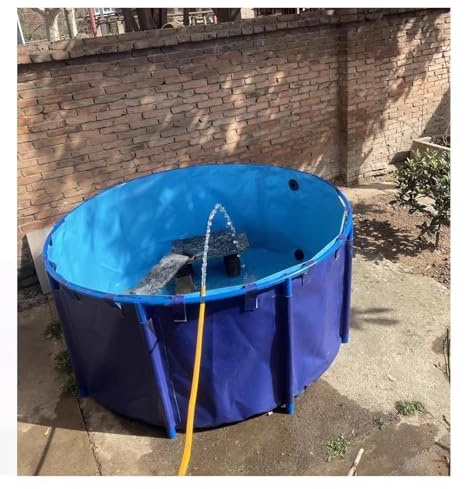 UZAMIRLEX Estanque de Peces Plegable, Piscina elevada de PVC y Estanque de Peces de 1,2-4 m de diámetro y 0,6-1,2 m de Altura(1.5x0.8m - 1400L/370 GAL)