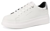 QUEEN HELENA Scarpe da Ginnastica con Strappo Sneakers con Strass Donna X33-1 Argento 36