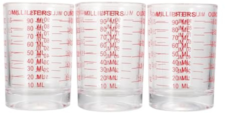 Ciieeo Set Da 3 Misurini in Vetro Scala Graduata 90ml Utensili Da Cucina Per La Cottura Bicchieri Di Misura Trasparenti Leggeri Pratici Per Preparazione Di Latte e Caffè