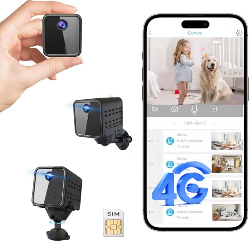 javiscam 4G Überwachungskamera, Mini Kamera,Kamera Überwachung aussen,2K Akku Überwachung Innen,Live Übertragung SIM Karte, Radar Bewegungsmelder Nachtsicht