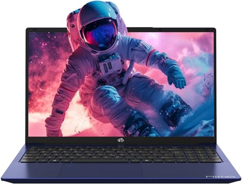 NIMO Laptop 15.6 FHD Computer: 16GB RAM, 1TB SSD, Win 11 Home, Quad Core N100 (up to 3.4GHz), WiFi Connectivity, Fingerprint, 65W PD, Backlit keyboard, Lightweight notebook, Blue
