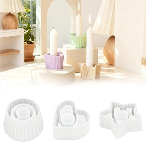 TZEKING 3 Stück Silikonformen Gießformen Kerzenhalter,Silikonform Weihnachten,Kerzenform Giessform,DIY Gießformen Silikon,Kerzen Formen Silikon für Bastelarbeiten