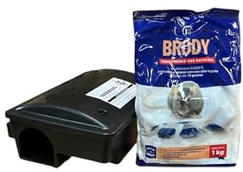 Todo Cultivo Portacebos + Raticida Cebo Fresco brodifacoum 1 kg. Mata Ratas y Ratones con una Sola ingestión. Brody 1kg y portacebos