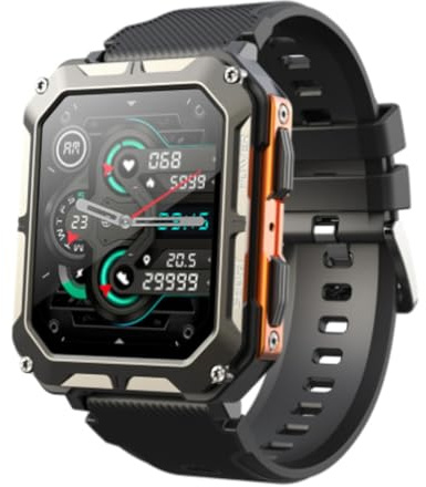 ZWOIVHE Stahlgear Thor Montre Connectée Homme Indestructible, Étanche, GPS, pour Sports Extrêmes (Orange)