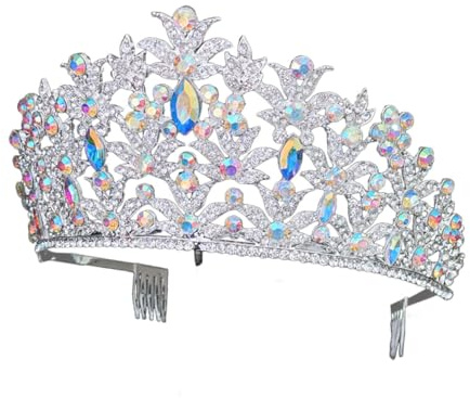 Tiara Nupcial de Gemas de Imitación para Novia, Mujer, Boda Elegante | Aleación de Zinc, Color Plata, Brillo Decorativo, Uso Versátil en Cenas y Celebraciones